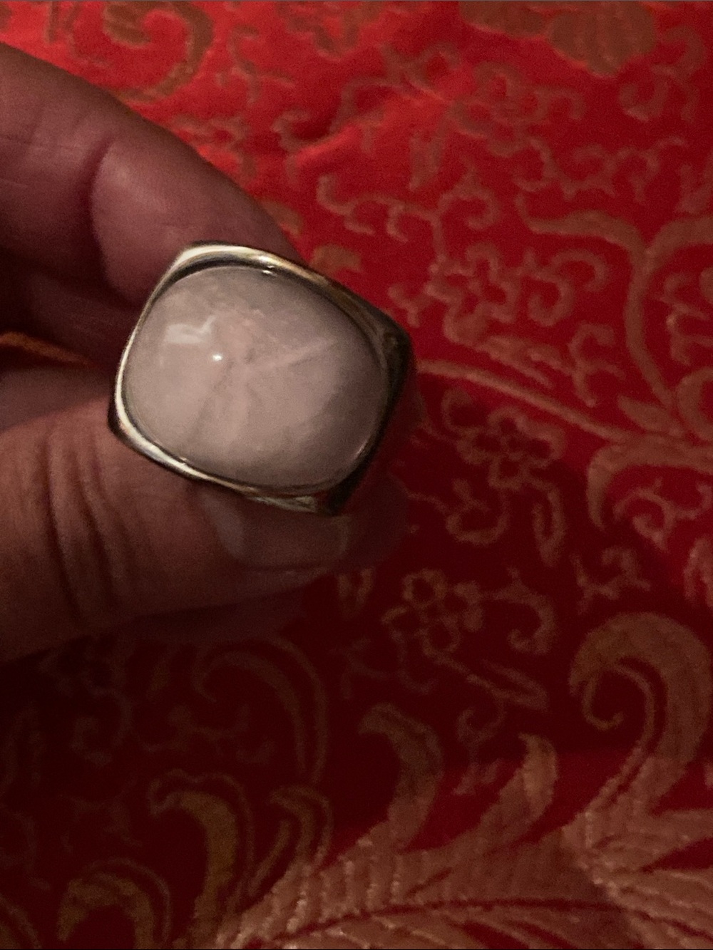 Women's Silver Ring with rose quartz Stone